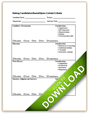 Report - Rating Candidates Based upon Certain Criteria